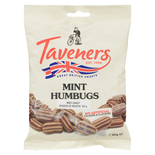 Taveners Bags Mint Humbugs 12x165g