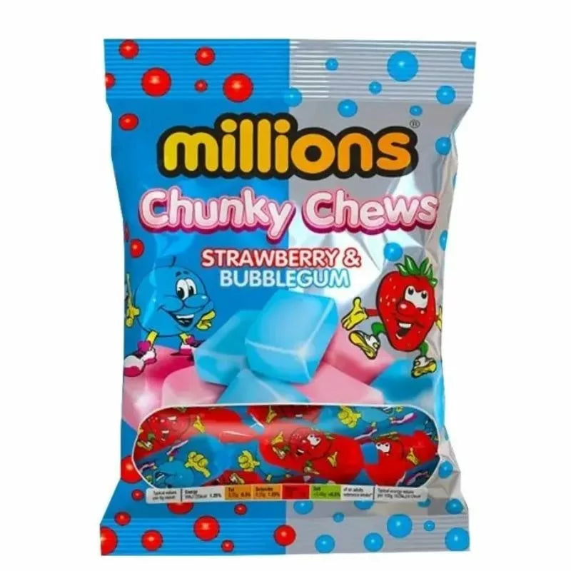 Millions Chunk Chews Strawberry & Bubblegum 12x140g